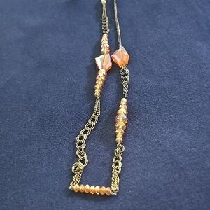 Chico's Gold and Orange Beaded Necklace